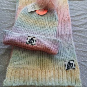 Copy - NWT Juicy Couture Hat & Scarf Set Gray Ombre